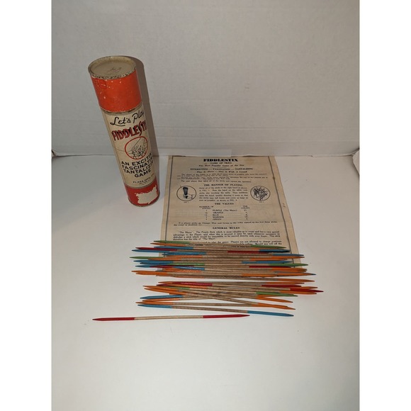 Vintage Fiddle S\tix Antique Game Plaza Wooden Toy Wood Decor Complete - Picture 1 of 5